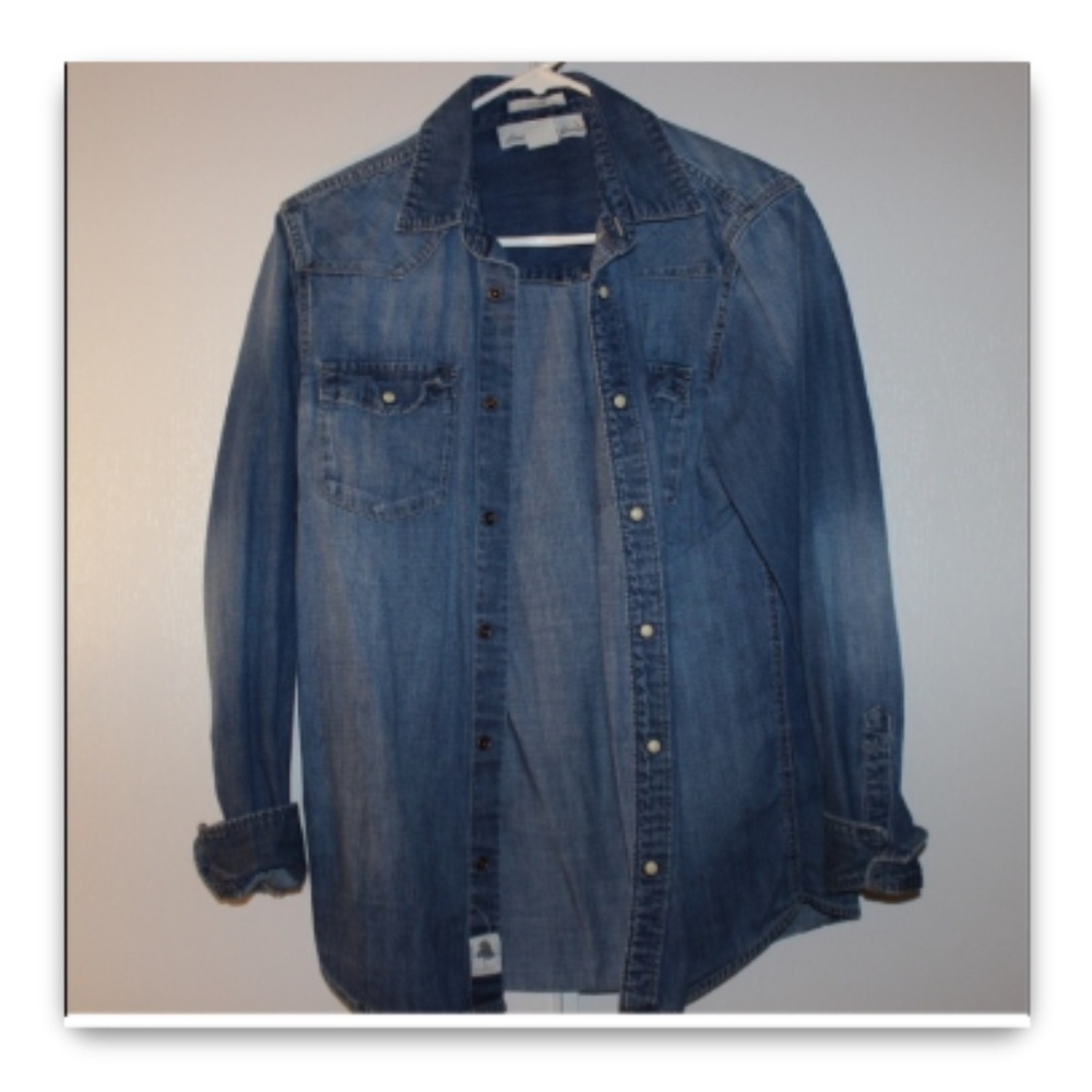 H&M Denim Fitted Shirt L.O.G.G. Sz Small